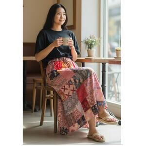 Unbranded Drawstring Maxi Patchwork Boho Skirt size Large